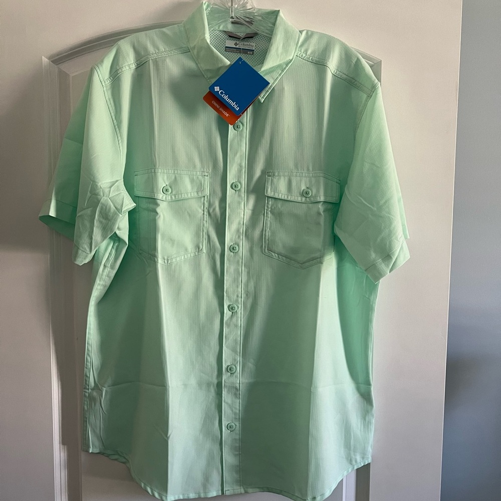 COLUMBIA Men Sz Med Vent Short Sleeve Shirt Omni Shade